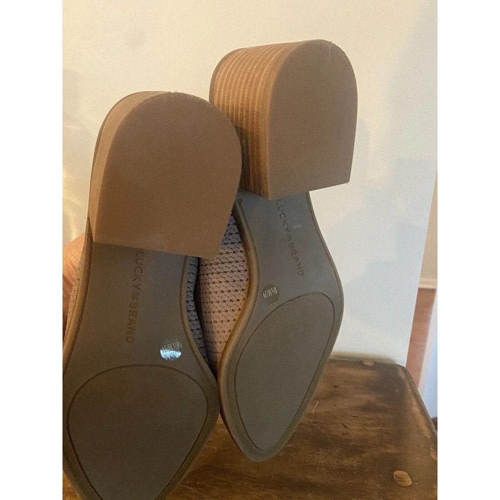 New Lucky Brand Women’s Lideton Pump Titanium Block Heel Buckle Bootie Style 8.5